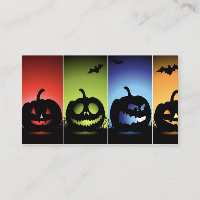 Colorful Halloween Pumpkins Business Card (Front)