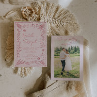 Colorful Hand Drawn Floral Garden Photo Wedding