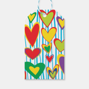 Colorful Hand Drawn Hearts Gift Tag