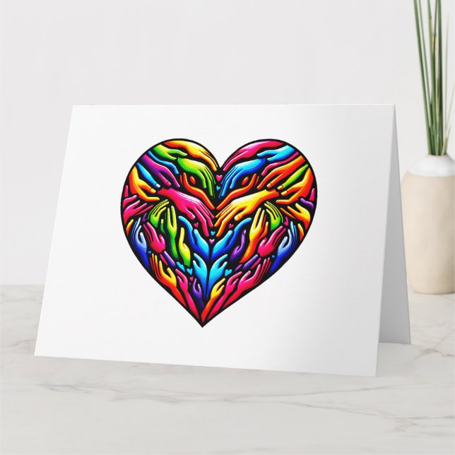 Colorful Hands Unity Heart - Inclusivity Art Card (Front)