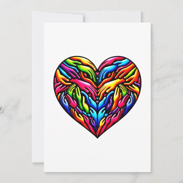 Colorful Hands Unity Heart - Inclusivity Art Holiday Card (Front)