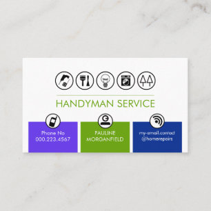Colorful Handyman Tabs Home Repair Business Card