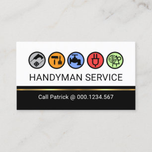 Colorful Handyman Tools Gold Line Business Card