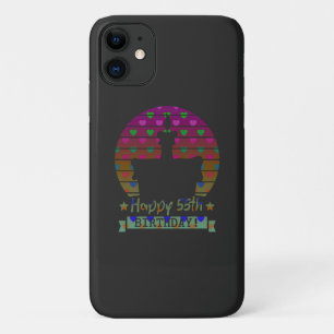 Colorful Happy 55th birthday cake with hearts Case-Mate iPhone Case
