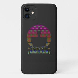 Colorful Happy 55th birthday cake with hearts Case-Mate iPhone Case