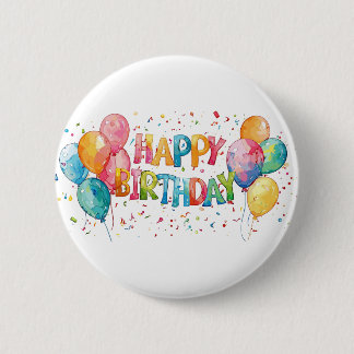 Colorful Happy Birthday 6 Cm Round Badge