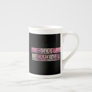 colorful happy birthday bone china mug