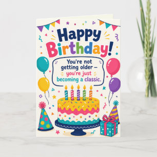 Colorful Happy Birthday Cake Celebration Card