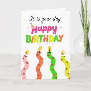 Colorful Happy Birthday Candles Card