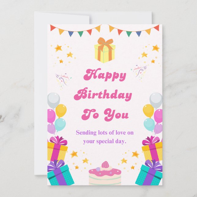 Colorful Happy Birthday Celebration Greeting Card (Front)