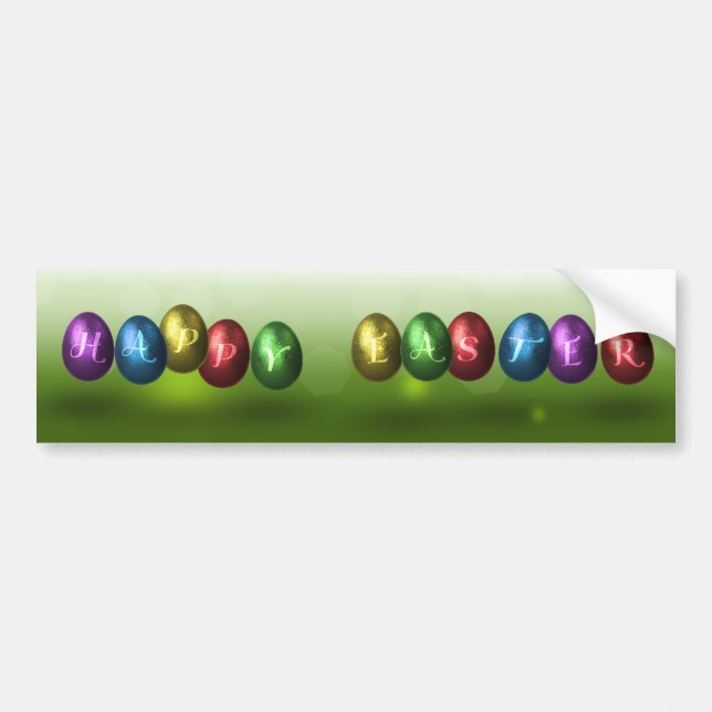 Colorful Happy Easter Eggs Bumper Sticker (Front)
