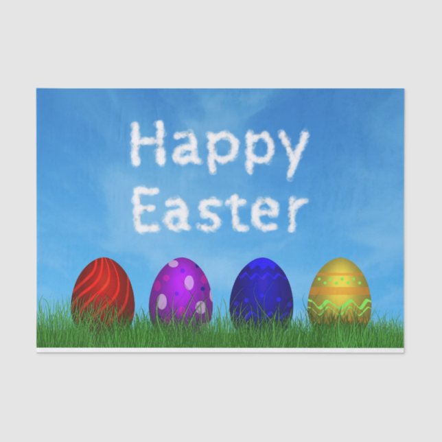 Colorful Happy Easter Eggs Tissue Paper (Front)