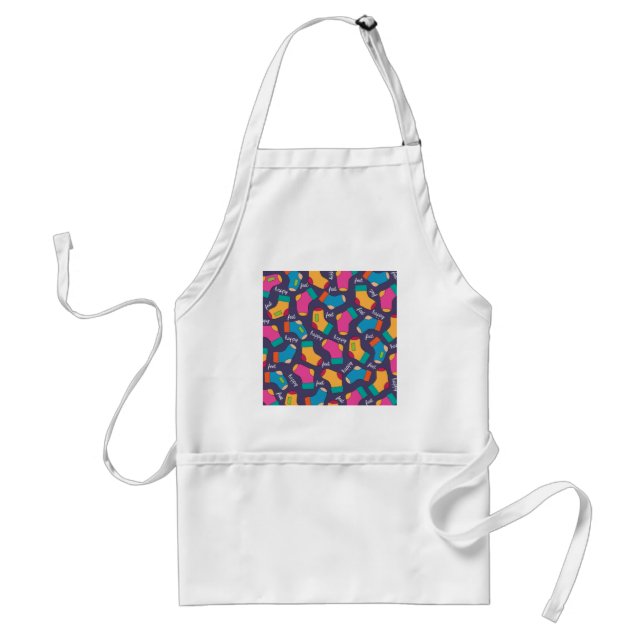Colorful Happy Feet Socks Pattern Standard Apron (Front)