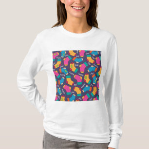 Colorful Happy Feet Socks Pattern T-Shirt