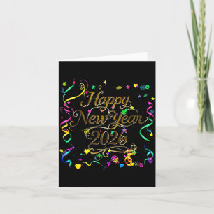 Colorful Happy New Year 2026 Celebration Tygraphy Card