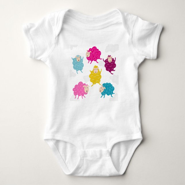 Colorful Happy Sheep Baby Bodysuit (Front)