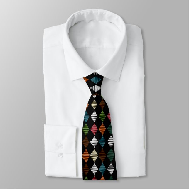 Colorful Harlequin Diamond Tie (Tied)