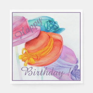 Colorful Hats Happy Birthday Party Napkin