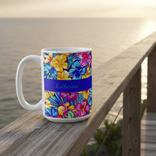Colorful Hawaiian Tropical Floral Palm Coffee Mug