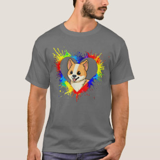 Colorful Heart Baby Corgi Dog Love-r Dad Mom, Boy  T-Shirt