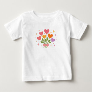 Colorful Heart Bouquet Whimsical Pastel Valentine Baby T-Shirt