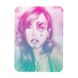 Colorful heart eye girl Photo Magnet - Rainbow
