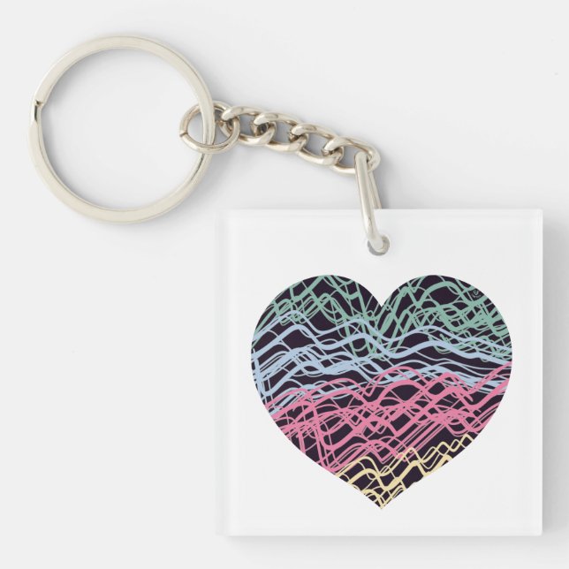 Colorful Heart Motif Key Ring (Front)