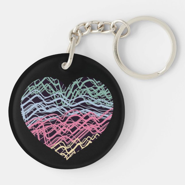 Colorful Heart Motif Key Ring (Back)
