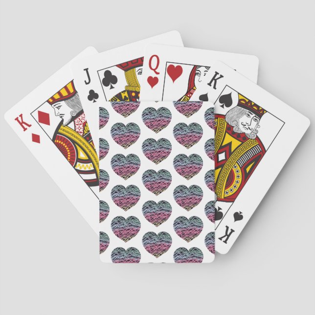 Colorful Heart Motif Playing Cards (Back)