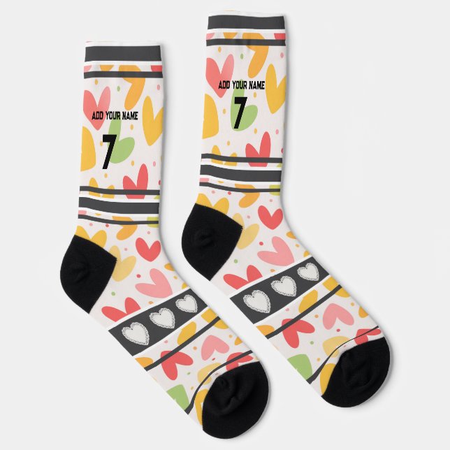 Colorful heart- Name Number Socks (Right)