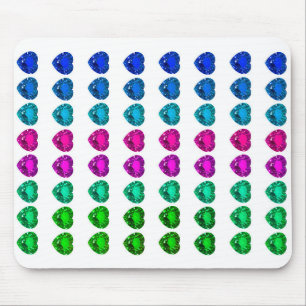 Colorful Heart Pattern Heart Gemstones Mouse Pad