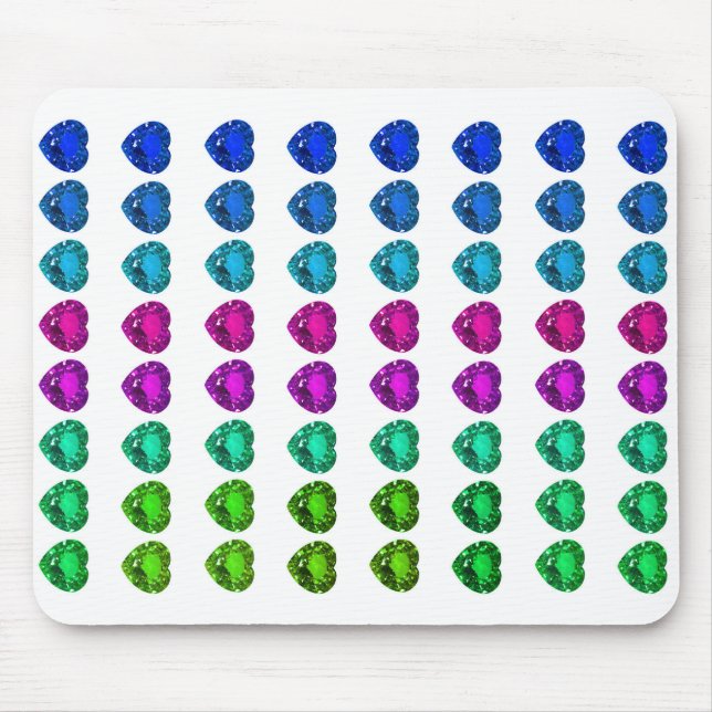Colorful Heart Pattern Heart Gemstones Mouse Pad (Front)