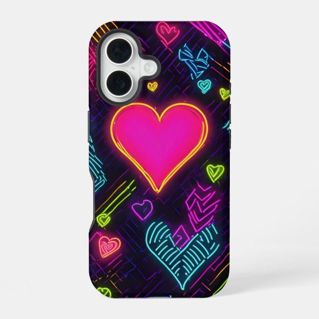 Colorful Heart Pattern iPhone 16 Case (Back)