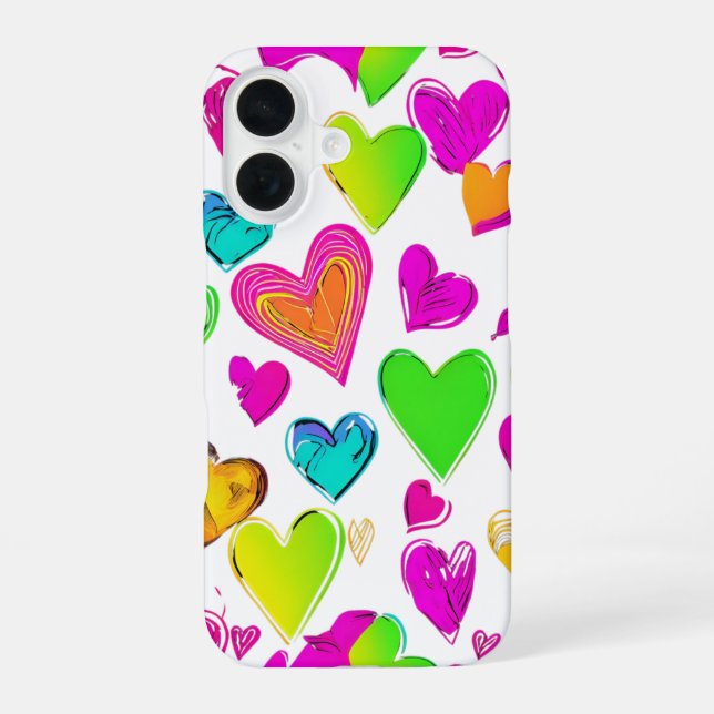 Colorful Heart Pattern Phone Case | Cute Vibrant L (Back)