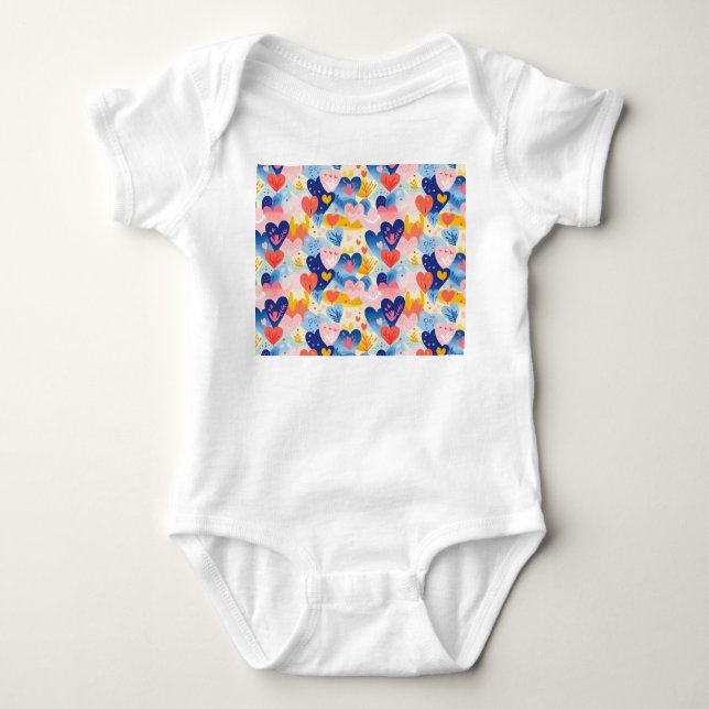 Colorful Hearts Baby Bodysuit (Front)