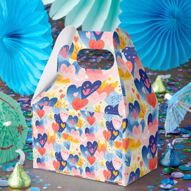 Colorful Hearts Favour Box (Party)