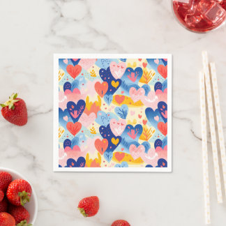 Colorful Hearts Napkin
