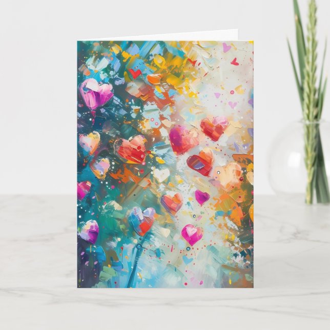 Colorful Hearts Paint Art Romantic Love            Card (Front)