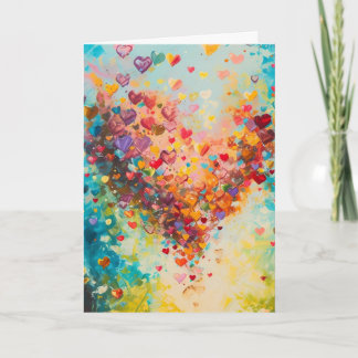 Colorful Hearts Paint Art Romantic Love            Card