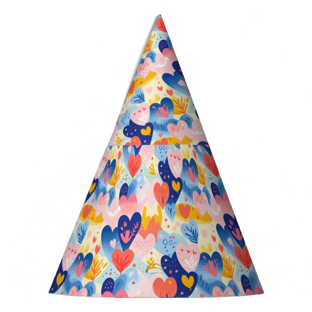 Colorful Hearts Party Hat (Left)