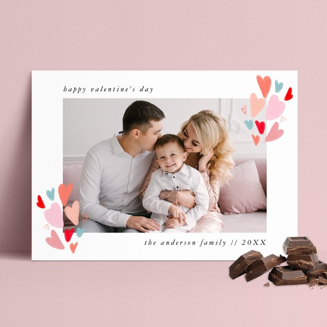 Colorful Hearts Photo Valentine's Day Holiday Card (Creator Uploaded)