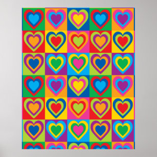 Colorful Hearts Pretty Poster