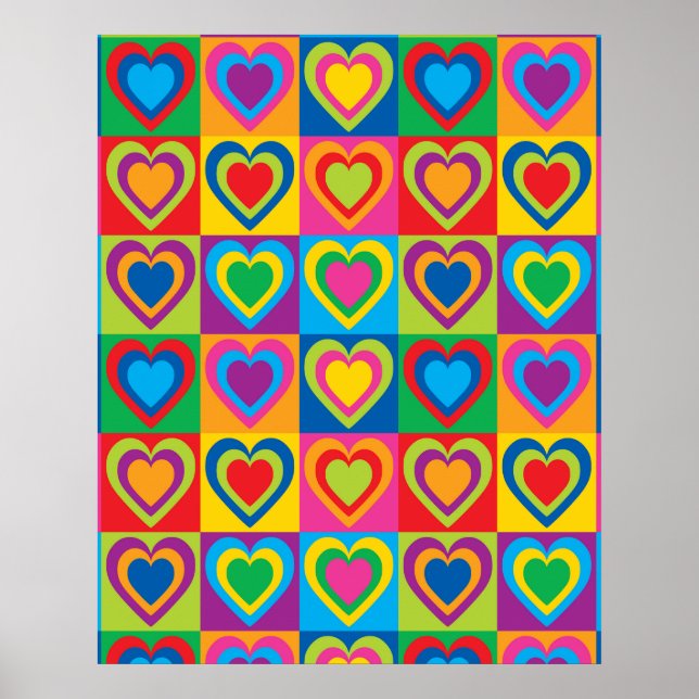 Colorful Hearts Pretty Poster (Front)