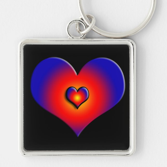 COLORFUL HEARTS, red blue black Key Ring (Front)