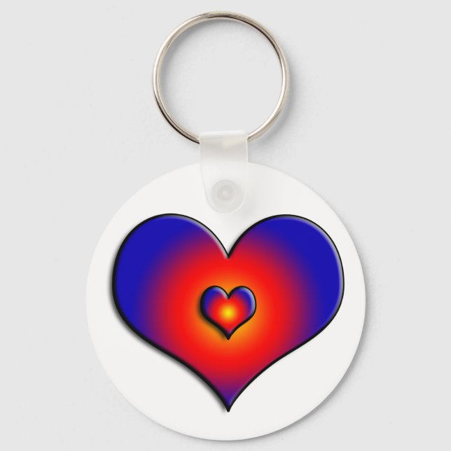 COLORFUL HEARTS, red blue white Key Ring (Front)