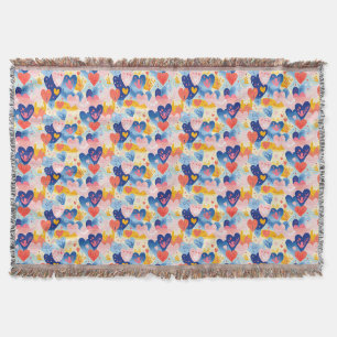 Colorful Hearts Throw Blanket