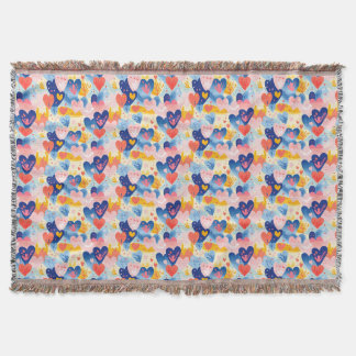 Colorful Hearts Throw Blanket