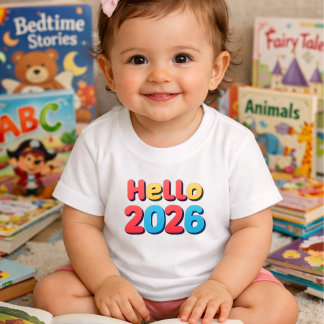 Colorful Hello 2026 happy new year toddler T-Shirt
