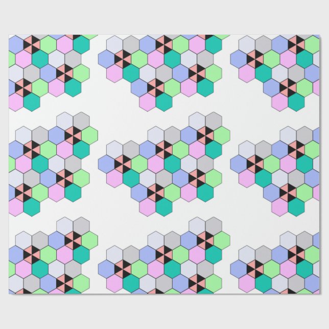 COLORFUL HEXAGON SHAPES WRAPPING PAPER (Flat)