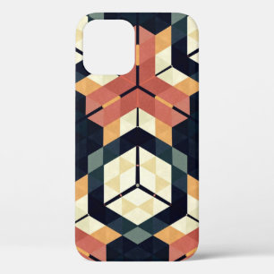 Colorful Hexagon Square Geometric Pattern iPhone 12 Case
